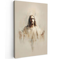 LEINWANDBILD Porträt - Abstrakt - Jesus - Beige Deko XXL 80x120 cm - Beige, Textil (80/120cm) - MuchoWow