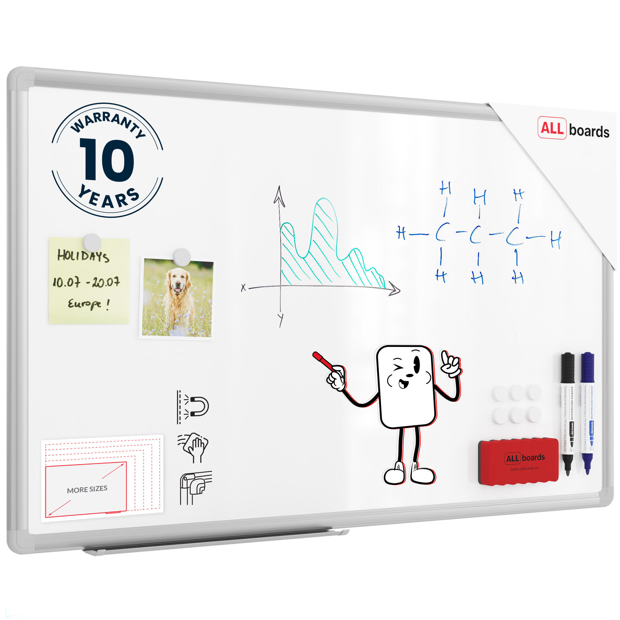 WHITEBOARD Magnetisch 80x50cm - PREMIUM EXPO Alurahmen - Weiß, Metall (80/50/1.6cm) - ALLboards