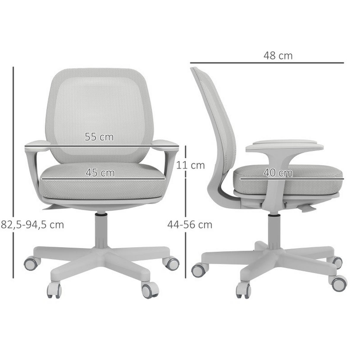 BÜROSTUHL in Grau 48x55x94,5 cm, höhenverstellbar mit Drehfunktion und Sicherheitsrollen - Grau, Textil (55/94.5/48cm) - IVMEU