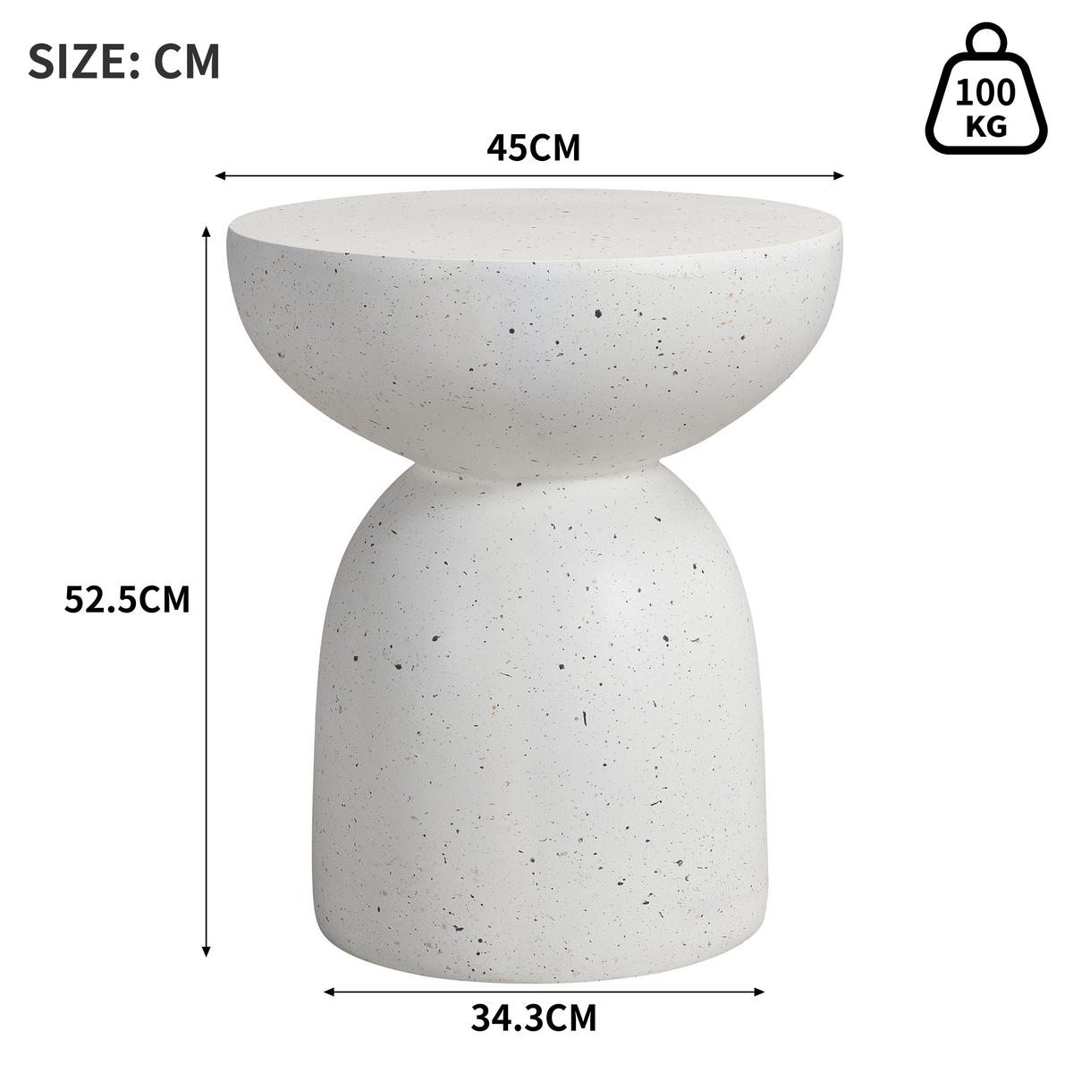 BEISTELLTISCH, MgO, Indoor/Outdoor, Terrazzo Weiß - Weiß, Naturmaterialien (45/45/52.5cm) - FLIEKS