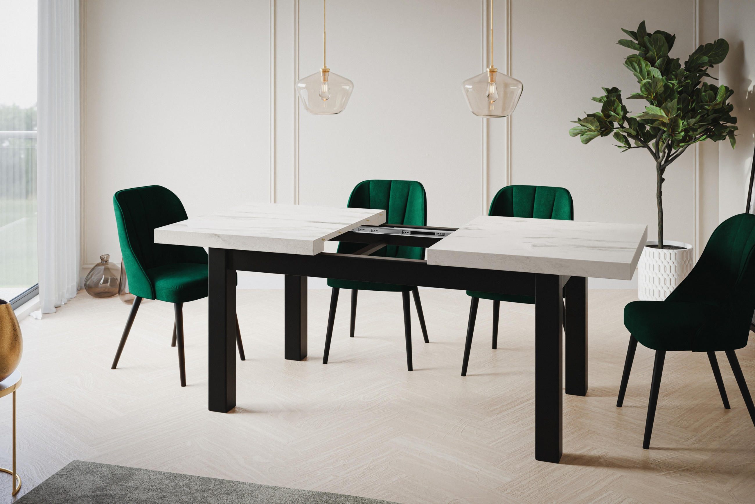 Thumbnail - Alpi-Möbel Esszimmertisch, Hellgrau, Schwarz, Holzwerkstoff, Rechteckig, U-Form, 90x78x170 cm, Esszimmer, Tische, Esstis...