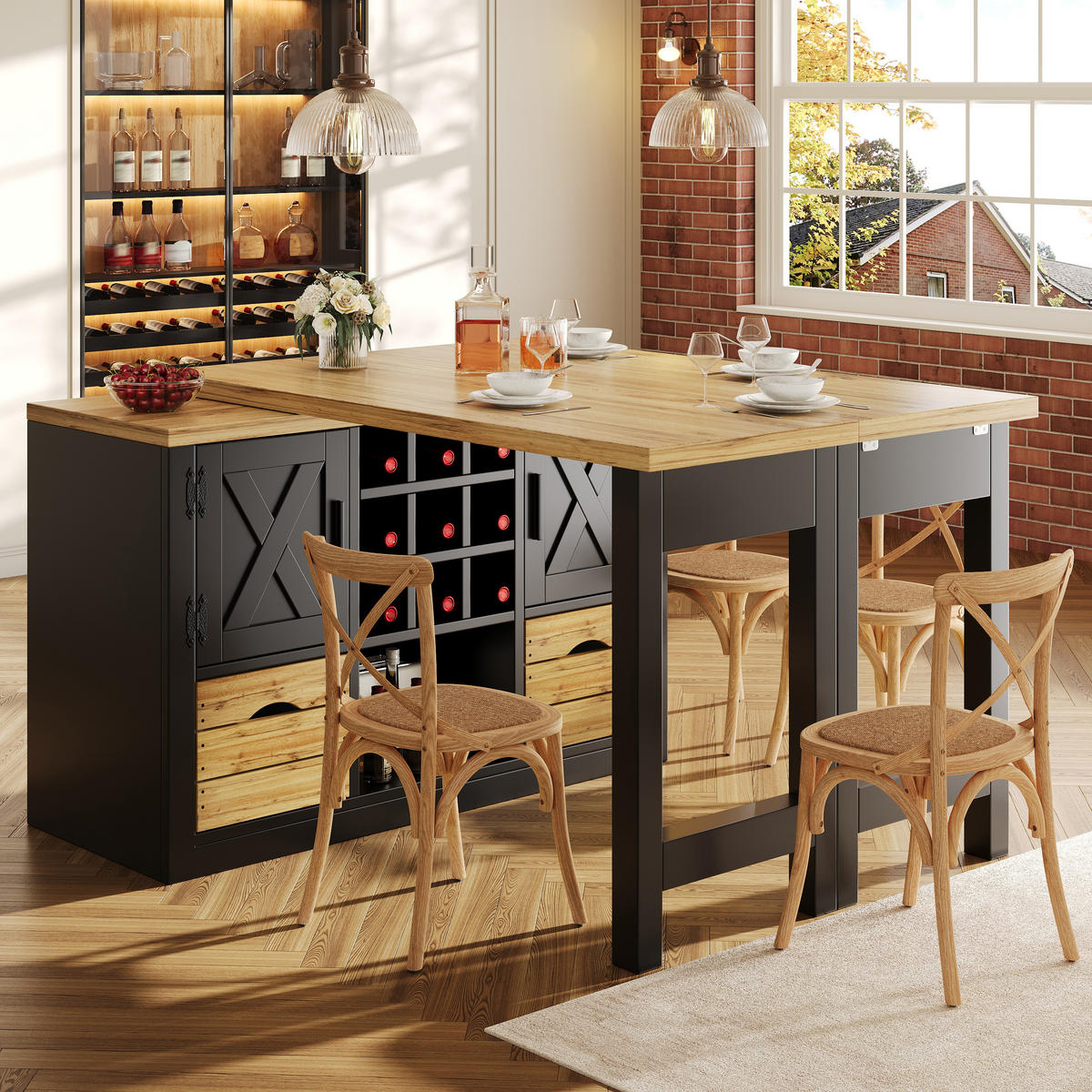 KÜCHENINSEL 360° Drehbar Stauraum Schwarz - Schwarz, Holzwerkstoff (120/72/40cm) - FLIEKS