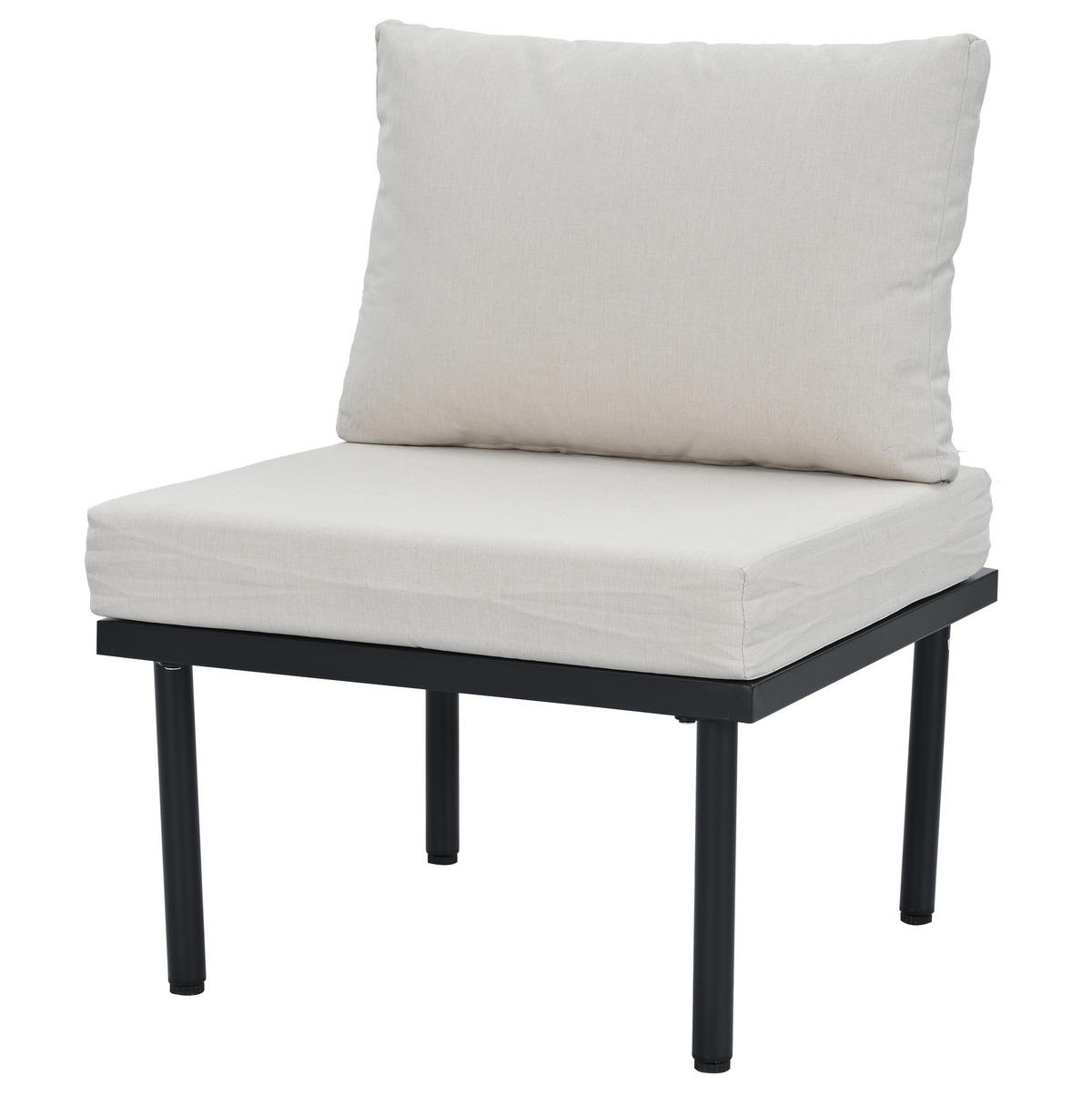 GARTEN-LOUNGESESSEL-SET 6-teilig aus Olefin und verzinktem Stahl mit Glastischplatte und verstellbaren Füßen, Beige - Beige, Metall - Redom