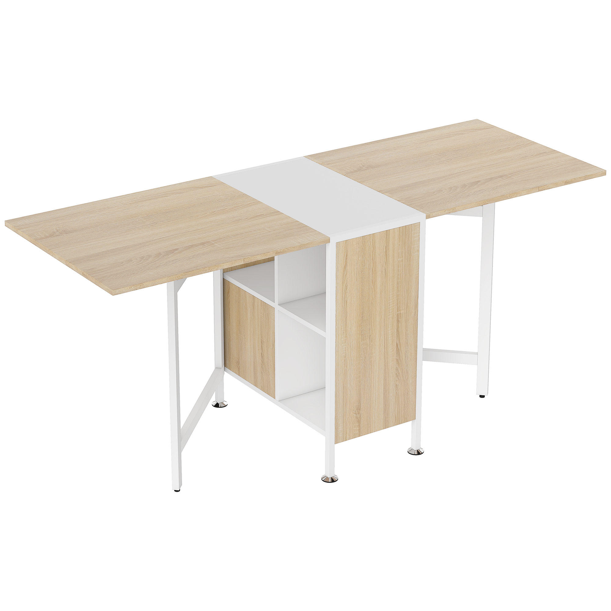 KLAPPTISCH Esstisch Beistelltisch Eiche Metallrahmen Küche Wohnzimmer Natur+Weiß - Naturfarben, Kunststoff (60/75/169cm) - HOMCOM