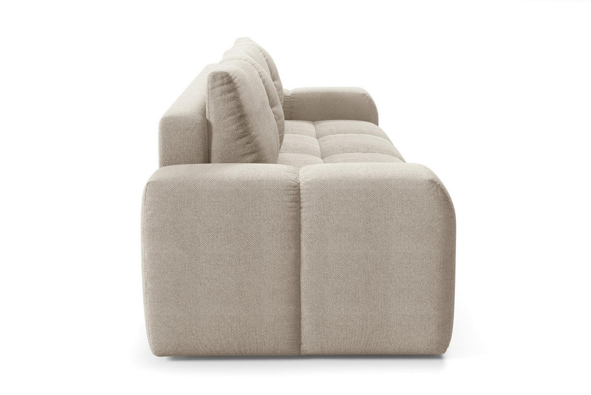 BETTSOFA DUCA Beige Jersey- Stoff mit Schlaffunktion - Beige, Holz (259/90/99cm) - MASSENO