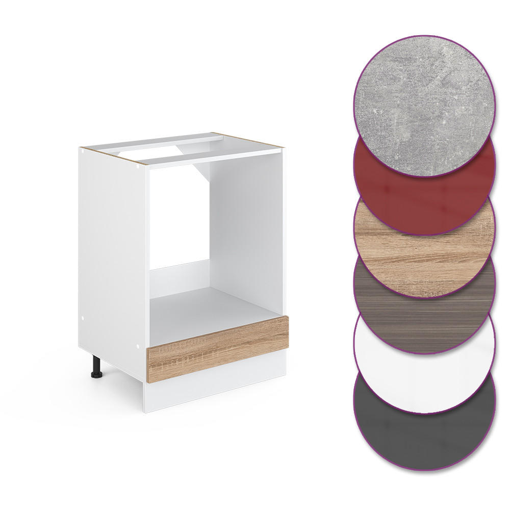 HERDUMBAUSCHRANK R-Line Sonoma 60 cm ohne AP - Weiß/Sonoma Eiche, Holzwerkstoff (60/81.6/46cm) - Vicco