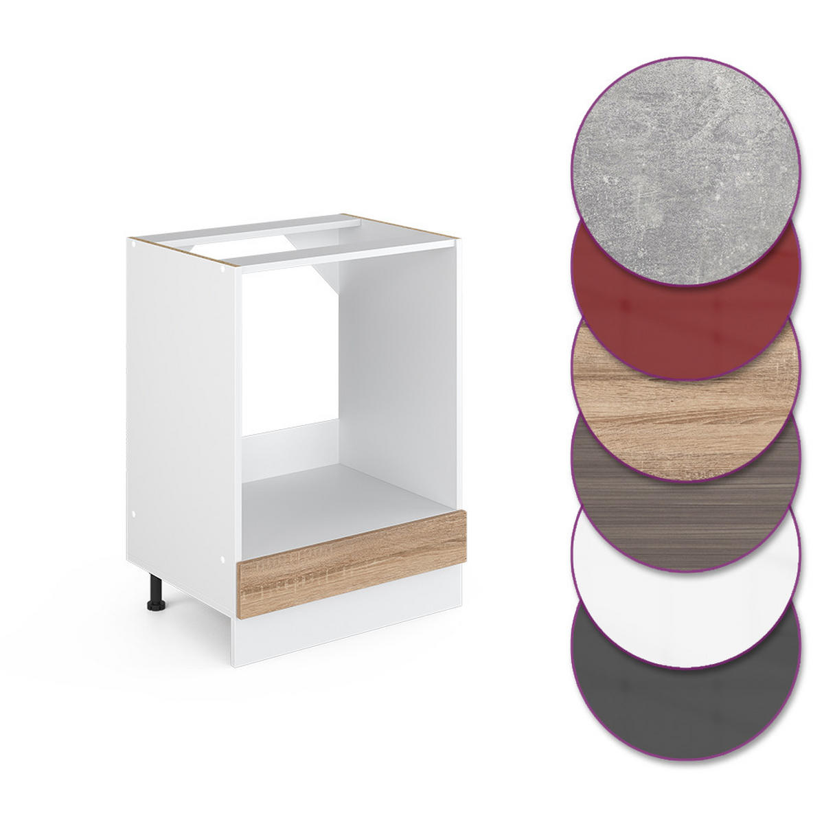 HERDUMBAUSCHRANK R-Line Sonoma 60 cm ohne AP - Weiß/Sonoma Eiche, Holzwerkstoff (60/81.6/46cm) - Vicco