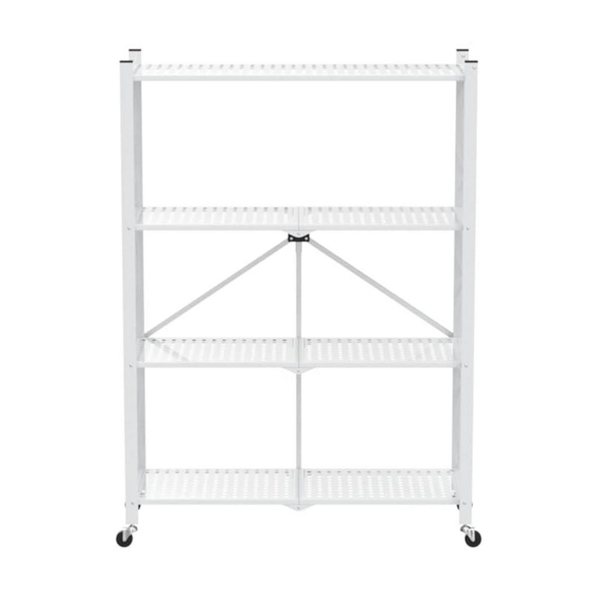 KLAPPREGAL auf Rollen 4 Fachböden Belastbarkeit 200kg 127x72x34 cm Weiß - Weiß, Metall (72/127/34cm) - PROREGAL