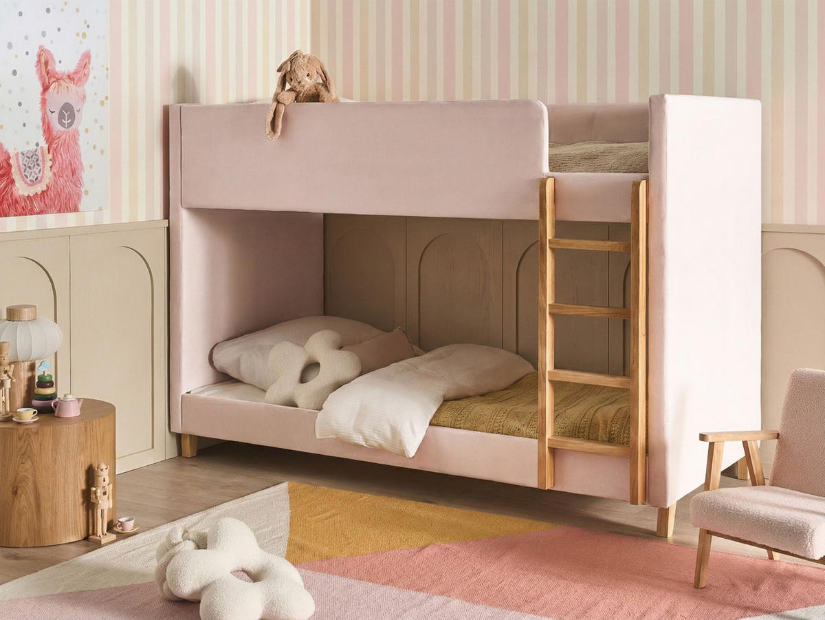 PAT ÎNALT catifea 90/200 cm roz pastel Chocques - roz aprins, material textil (97/143/214cm) - Beliani