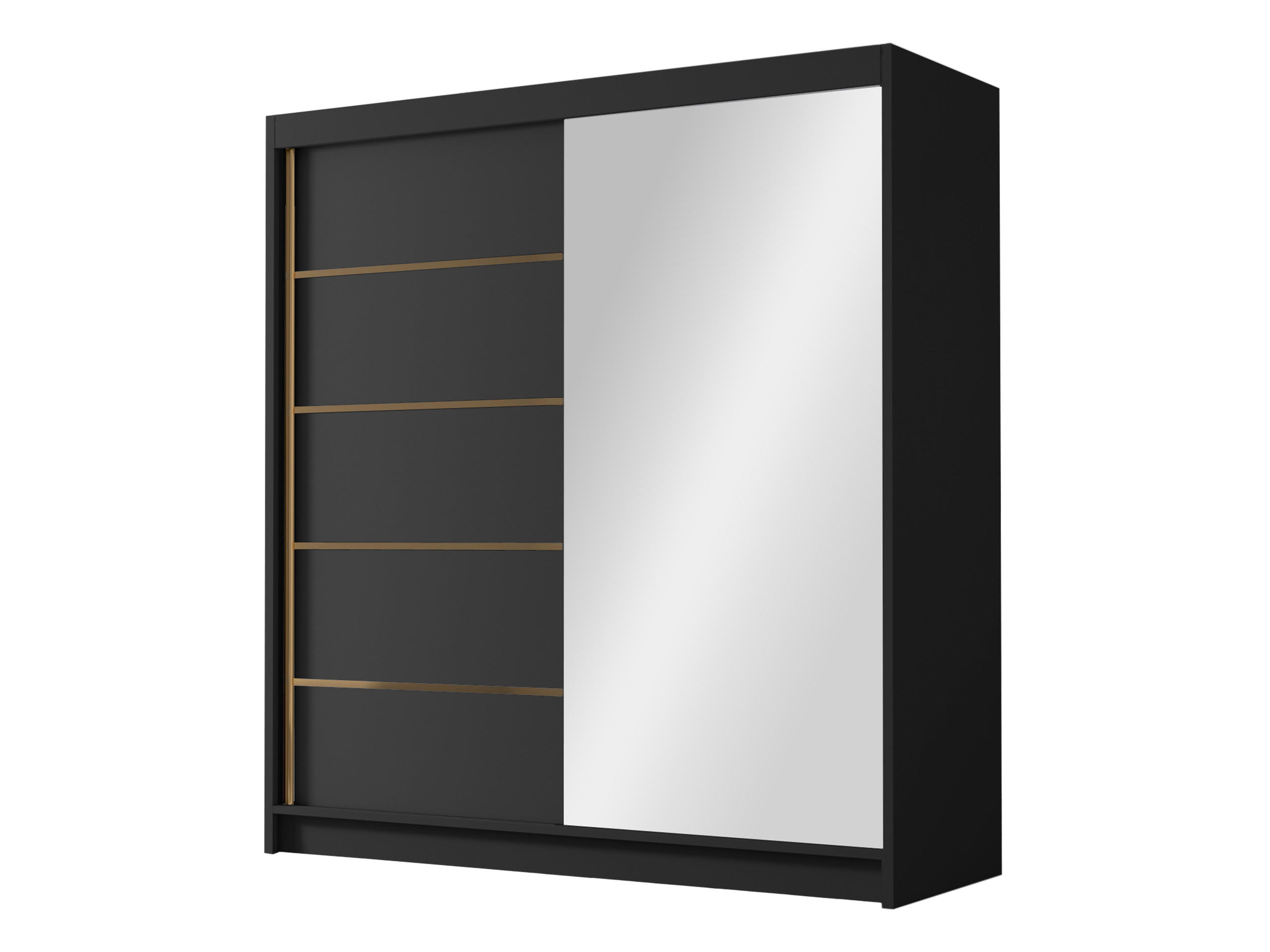 SCHIEBETÜRENSCHRANK Bali III - Goldfarben/Schwarz, Holzwerkstoff/Metall (180/215/58cm) - MIRJAN24