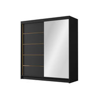 SCHIEBETÜRENSCHRANK Bali III - Goldfarben/Schwarz, Holzwerkstoff/Metall (180/215/58cm) - MIRJAN24