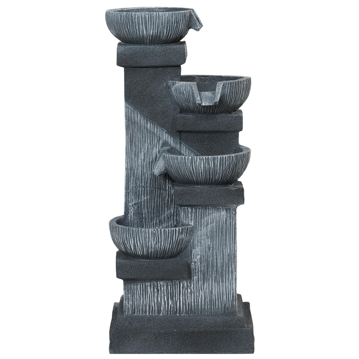 ZIERBRUNNEN DE-10204 4-stufiger Wasserfall mit LED-Beleuchtung Grau - Grau, Kunststoff (38/36/85cm) - ComfortXL