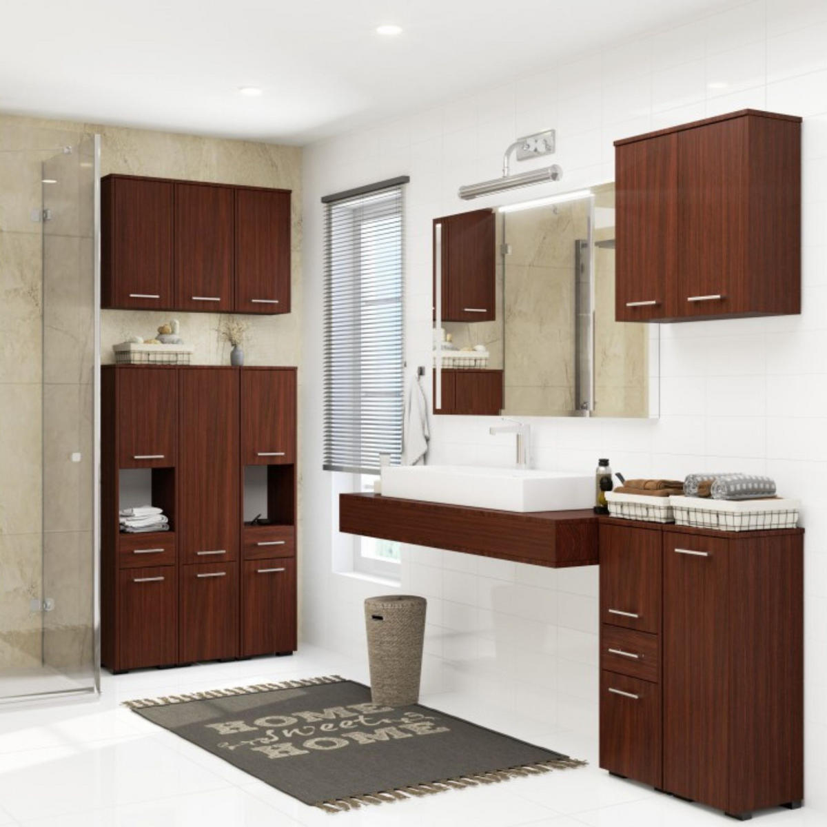 HOCHSCHRANK Wengefarben 30x30x140 cm - Wengefarben/Silberfarben, Holzwerkstoff/Kunststoff (30/140/30cm) - Akord