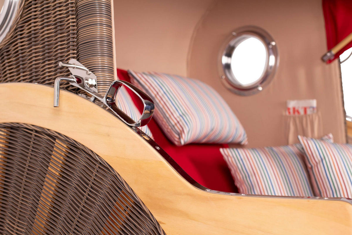 STRANDKORB Baltikum Teak 2,5 Sitzer - Rot/Braun, Holz/Metall (142/170/95cm) - Mr. Deko