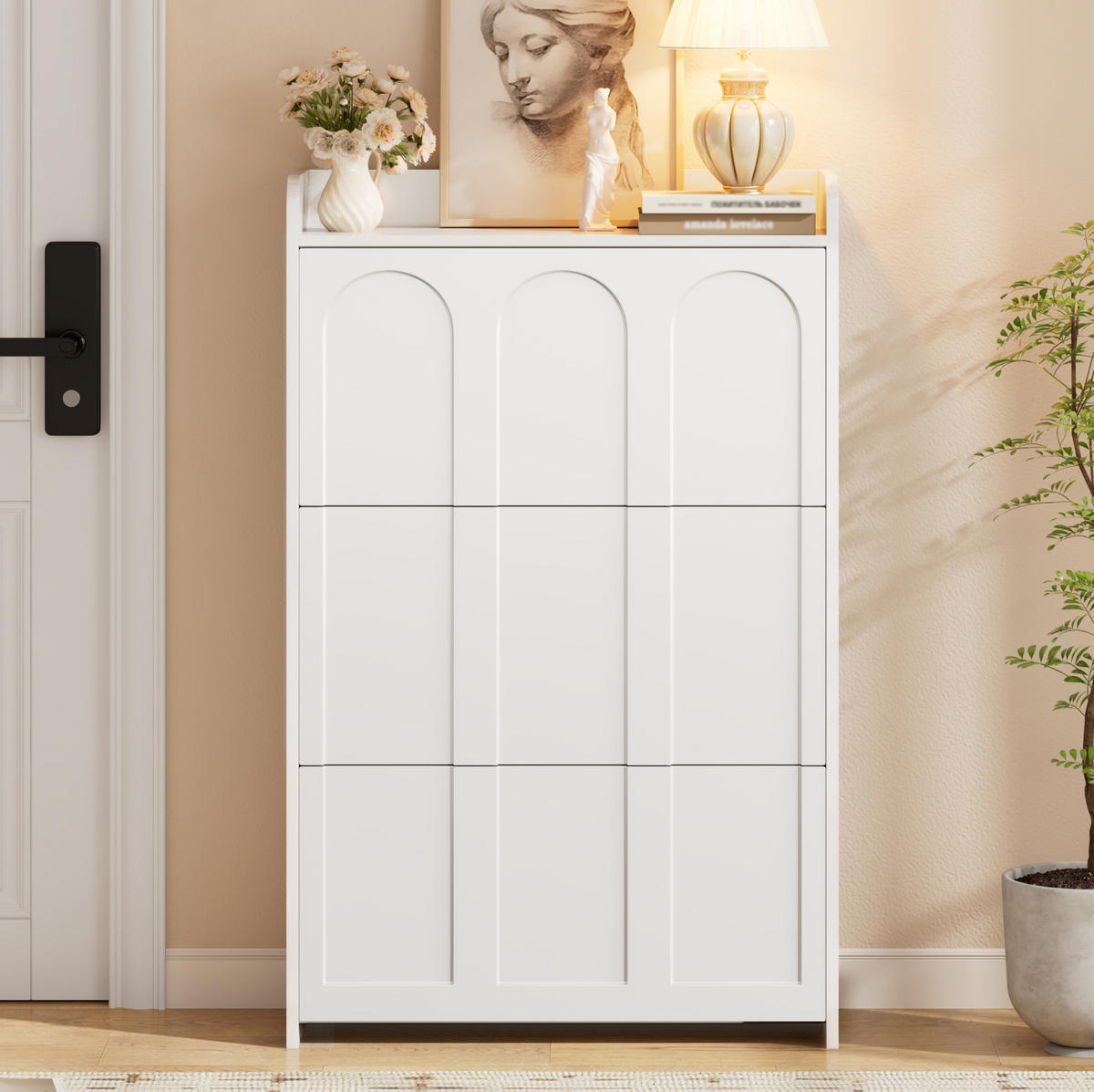 SCHUHSCHRANK aus MDF 70x25x120cm in Weiß mit 6 Fächern - Weiß, Holzwerkstoff (70/102/25cm) - Modfu