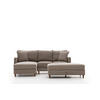ECKSOFA mit Hocker, Schlaffläche - Beige/Walnussfarben, Holz/Kunststoff (210/155cm) - myHomelando