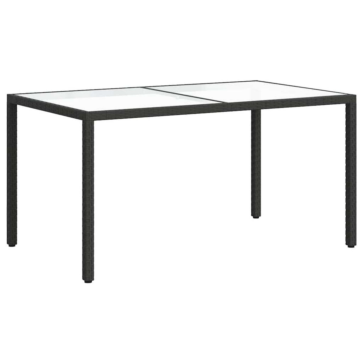 GARTENTISCH 150/90/75 Cm Gehärtetes Glas Poly Rattan Schwarz - Schwarz, Kunststoff (90/150/75cm) - vidaXL