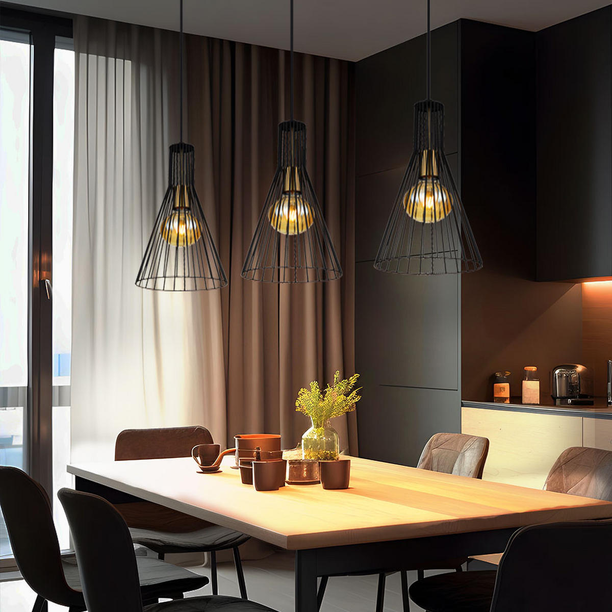 RGB LED HÄNGELEUCHTE Metall Schwarz - Schwarz, Metall (84/20/120cm) - Globo Lighting