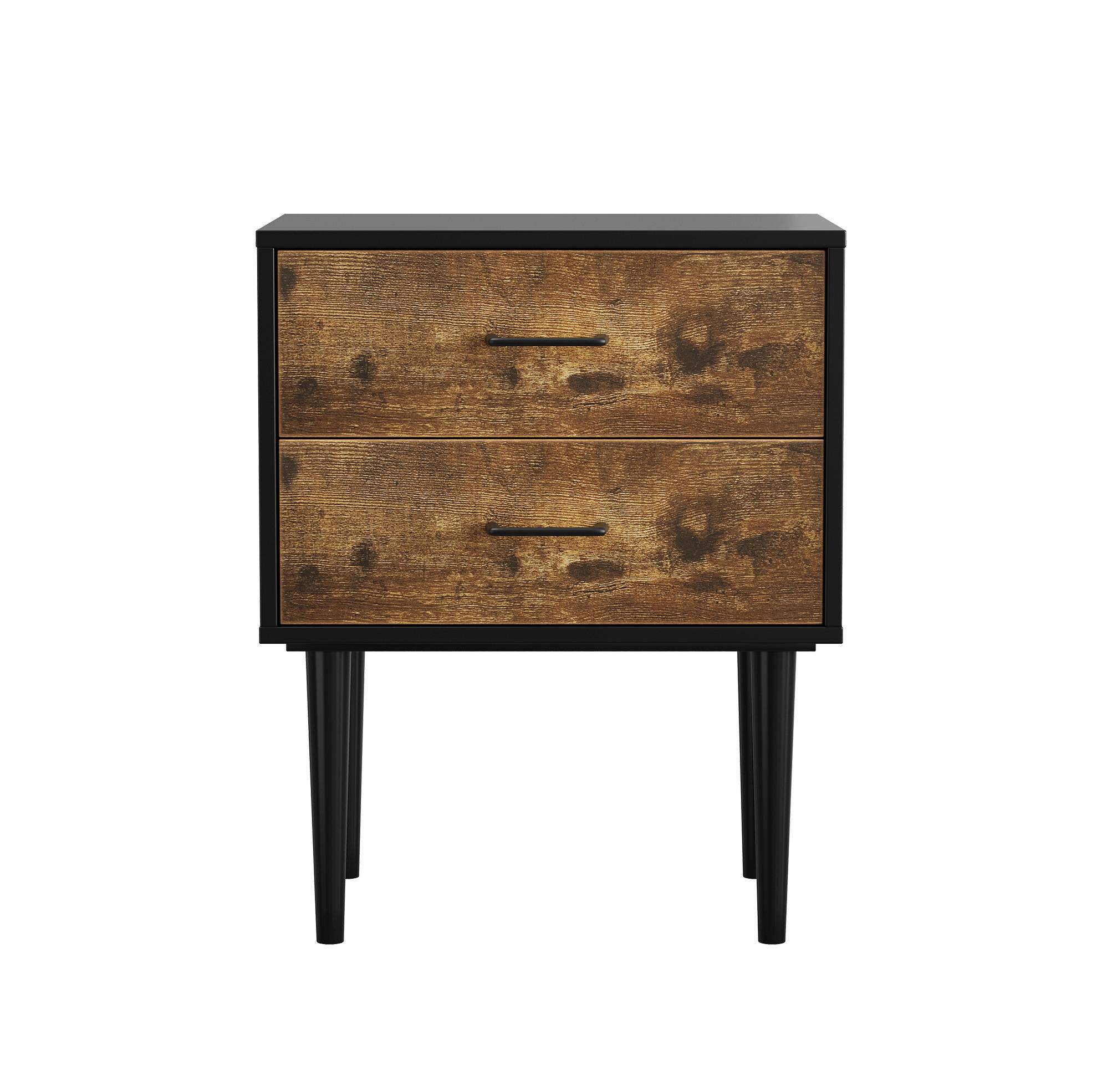 OKWISH NOČNÍ stolek 51/38/66 cm antická hnědá z MDF se dvěma zásuvkami
