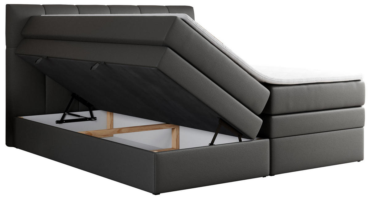 BOXSPRINGBETT ALVIN KING 160/200 Dunkelgrau Kunstleder - H4 - Dunkelgrau, Holz/Textil (160/200cm) - MKS