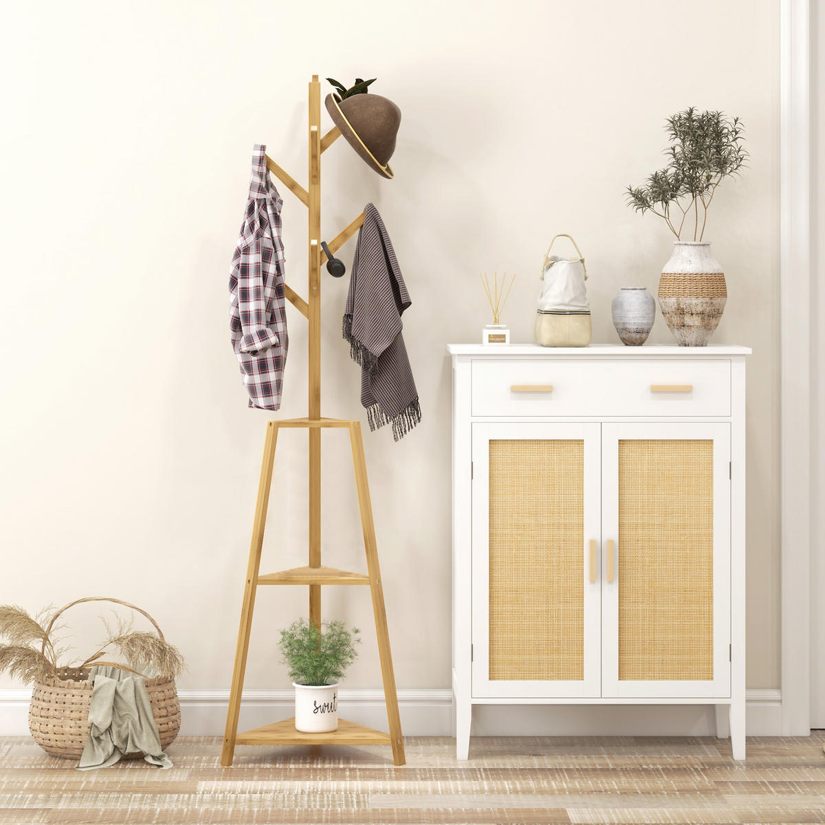 GARDEROBENSTÄNDER Naturfarben 46/46/175 cm - Naturfarben, Holz (46/175/46cm) - PANGIVO