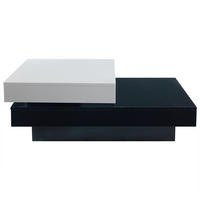 COUCHTISCH Weiß/Schwarz 103/60/35,5 cm drehbar - Weiß, Holzwerkstoff (60/103/35.5cm) - PANGIVO
