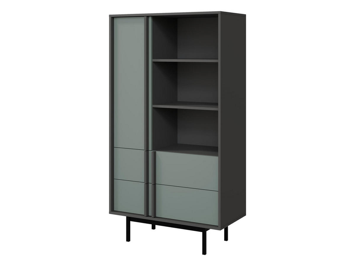STANDREGAL Alsy 2S AL04 - Anthrazit/Grün, Holzwerkstoff/Kunststoff (83/155/43cm) - MIRJAN24