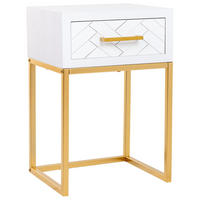 NACHTTISCH aus Metall und Holz, 40x36x60cm - Weiß, Holz (40/60/36cm) - Wanderlust