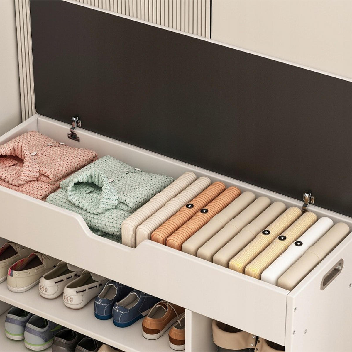 SCHUHSCHRANK, weiß 80/30/44 cm - Weiß, Holzwerkstoff (80/44/30cm)