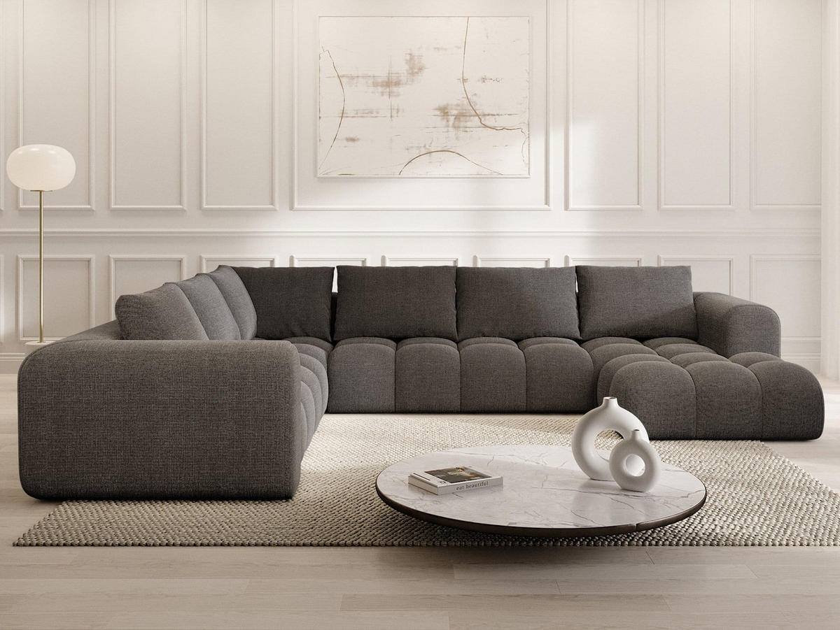 WOHNLANDSCHAFT Casaluna U-Form Anthrazit Strukturstoff - Anthrazit, Kunststoff (338/88/267cm)