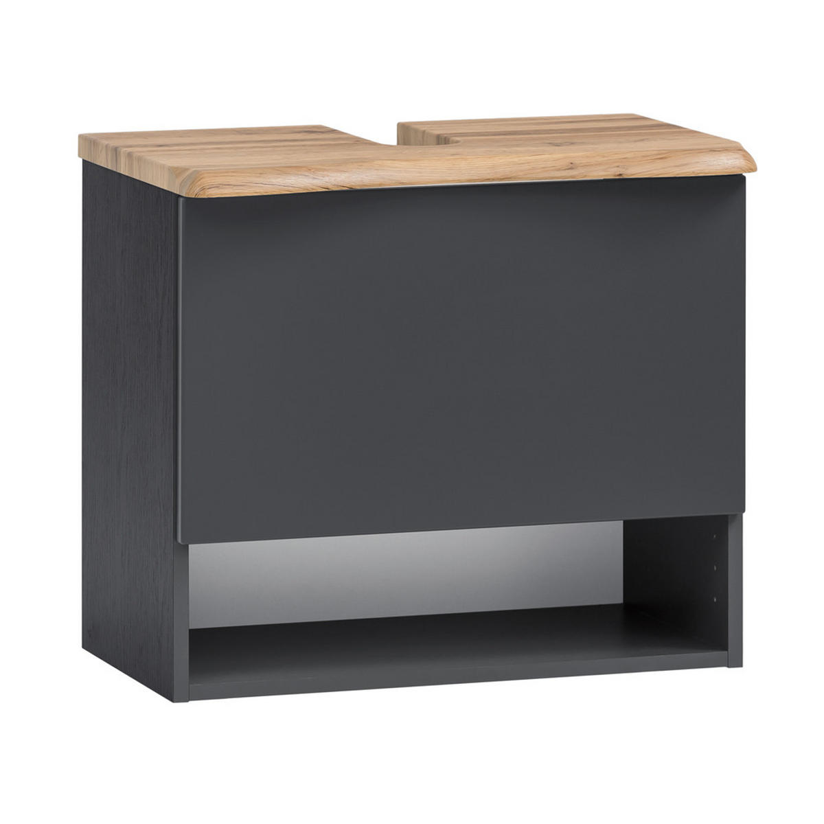 BADMÖBEL-SET 3-TLG. Kahla-03 - Anthrazit/Braun, Holzwerkstoff (141/200/40cm) - Lomado