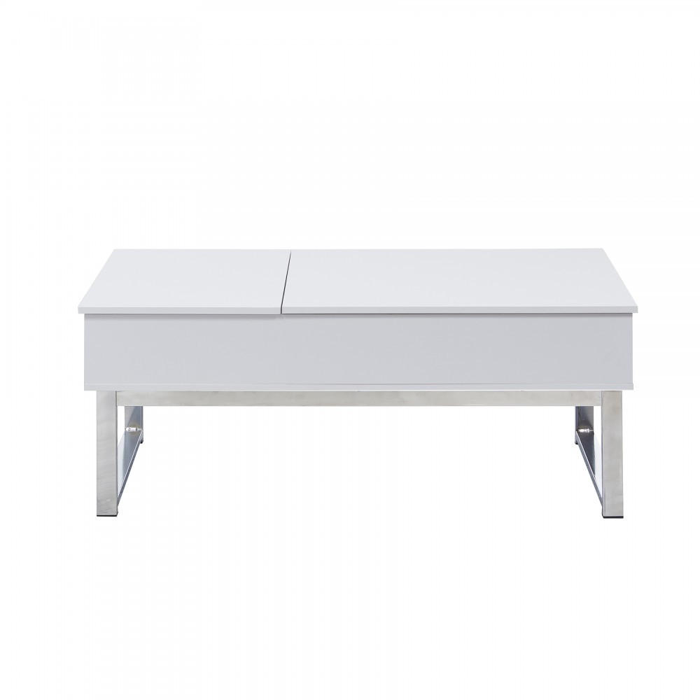 COUCHTISCH FLOWER/ 110x55cm - Weiß und verchromtes Metall - Weiß, Holzwerkstoff (100/64/63cm) - Weber Industries