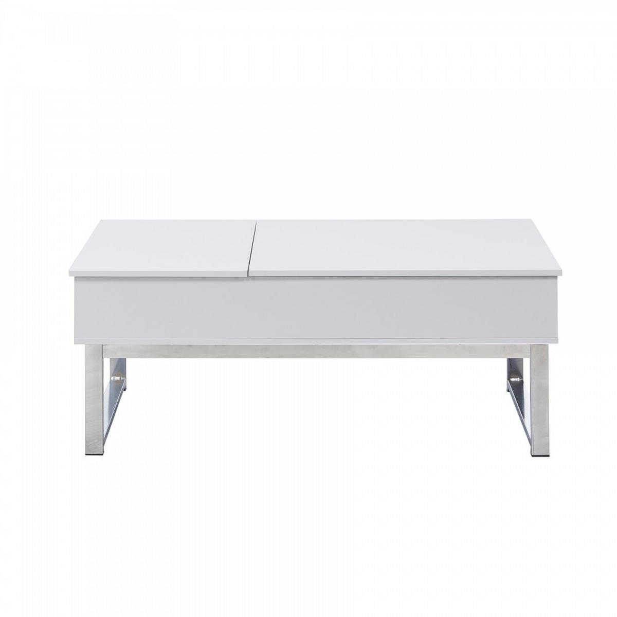 COUCHTISCH FLOWER/ 110x55cm - Weiß und verchromtes Metall - Weiß, Holzwerkstoff (100/64/63cm) - Weber Industries