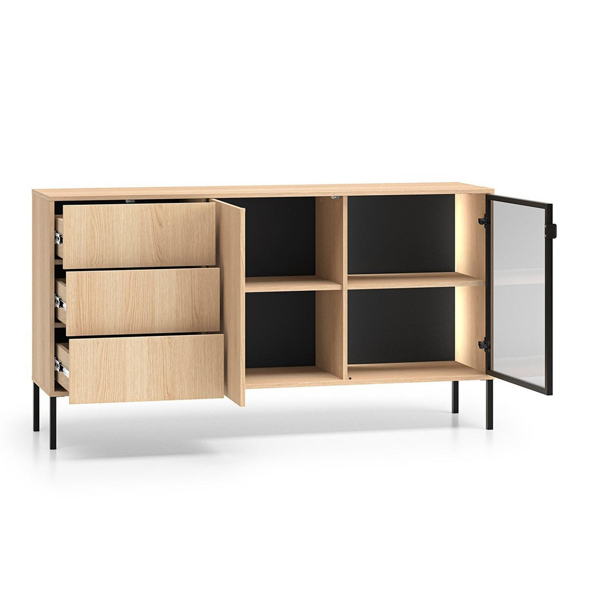SIDEBOARD Paige Holz und Schwarz - Schwarz, Holzwerkstoff (160/86/40cm) - Petits-meubles