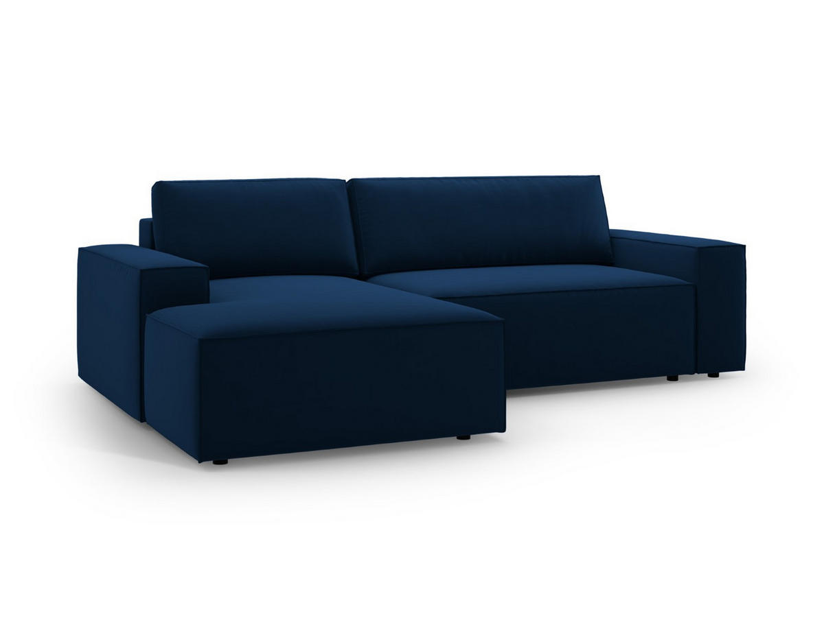 ECKSOFA ausklappbar links mit Container Jodie aus Samt königsblau 3 Sitzplätze - Dunkelblau, Textil (246/151cm) - Micadoni