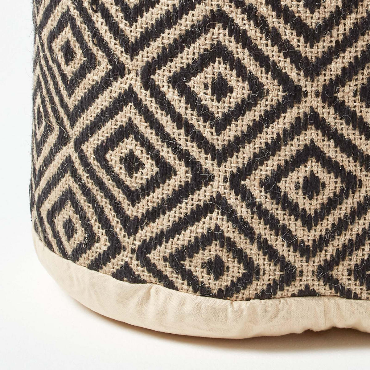 SITZPOUF rund mit Ethno-Muster, 40/40/45 cm - Schwarz, Textil (45/40/45cm) - Homescapes