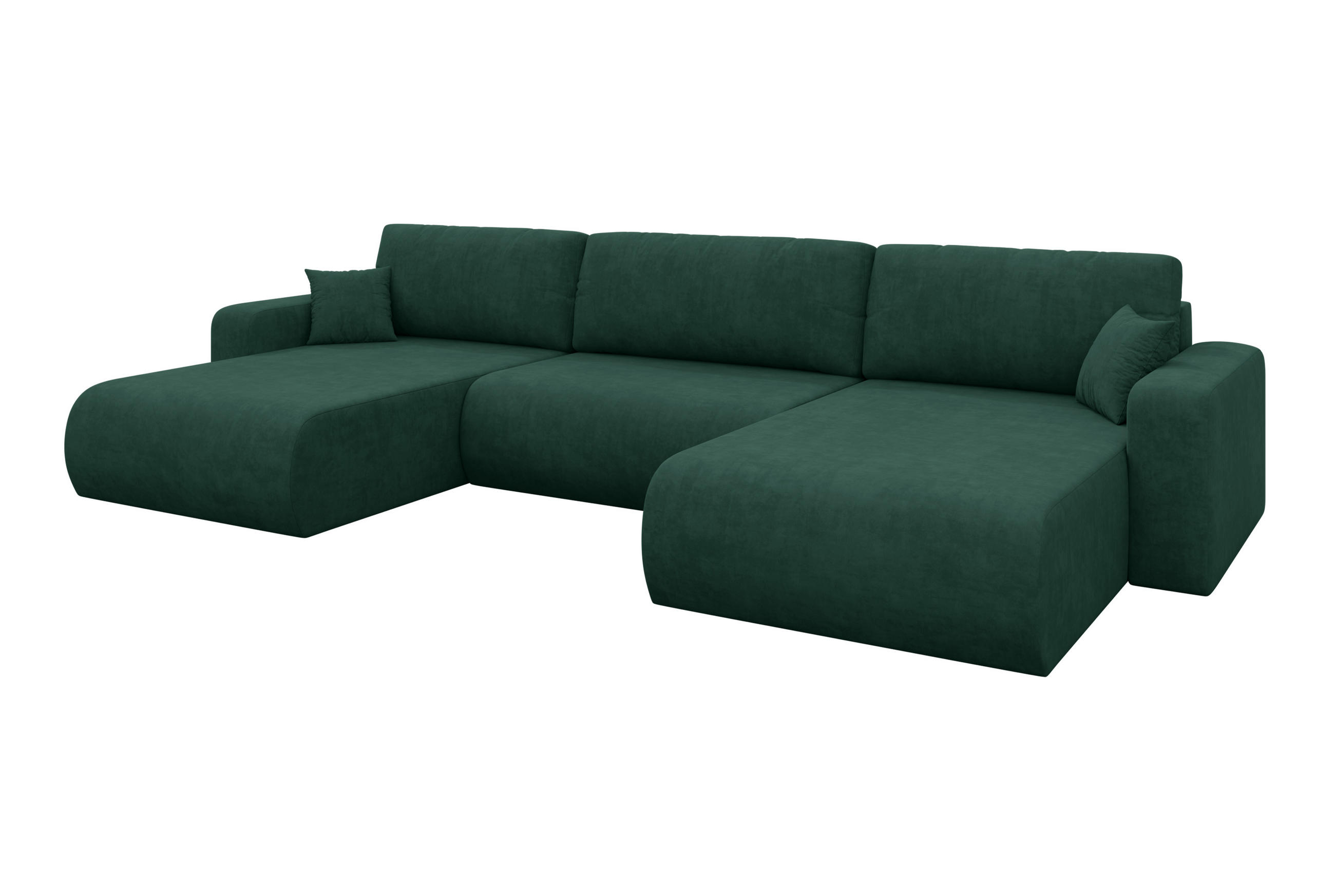 SEDACÍ SOUPRAVA DO U s funkcí spaní a úložným prostorem BERY-U 377x193x88 zelená velur - černá/zelená barva, kompozitní dřevo/textil (377/88/193cm) - ALTDECOR