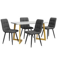 ESSGRUPPE DE-39010 117/68 cm Tisch mit 4 Stühlen Grau/Gold - Goldfarben, Holzwerkstoff (117/75/68cm) - ComfortXL