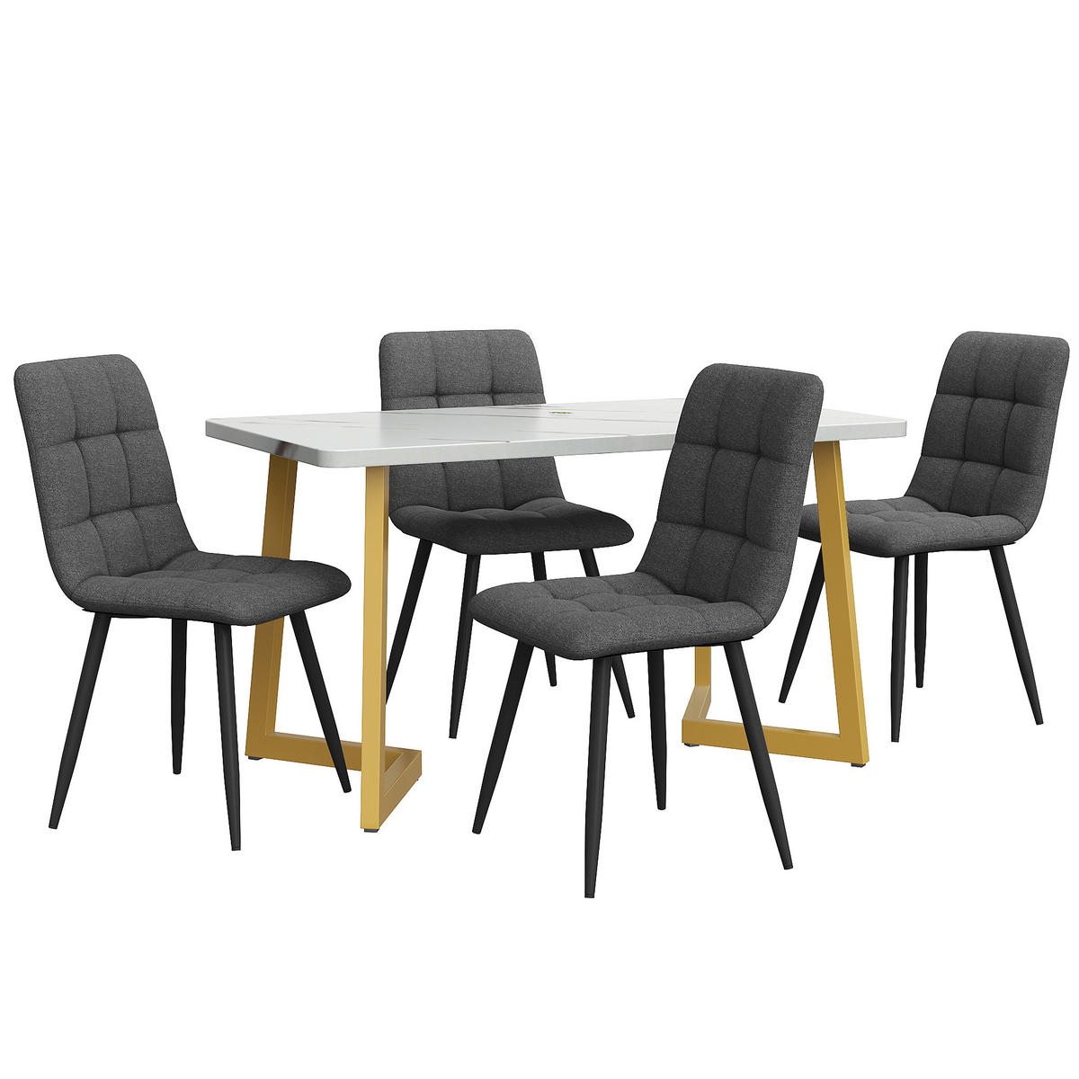 JÍDELNÍ SESTAVA 117cm 4 Židle Obdélník Len Zlatá - různobarevná, kompozitní dřevo (117/75/68cm) - FLIEKS