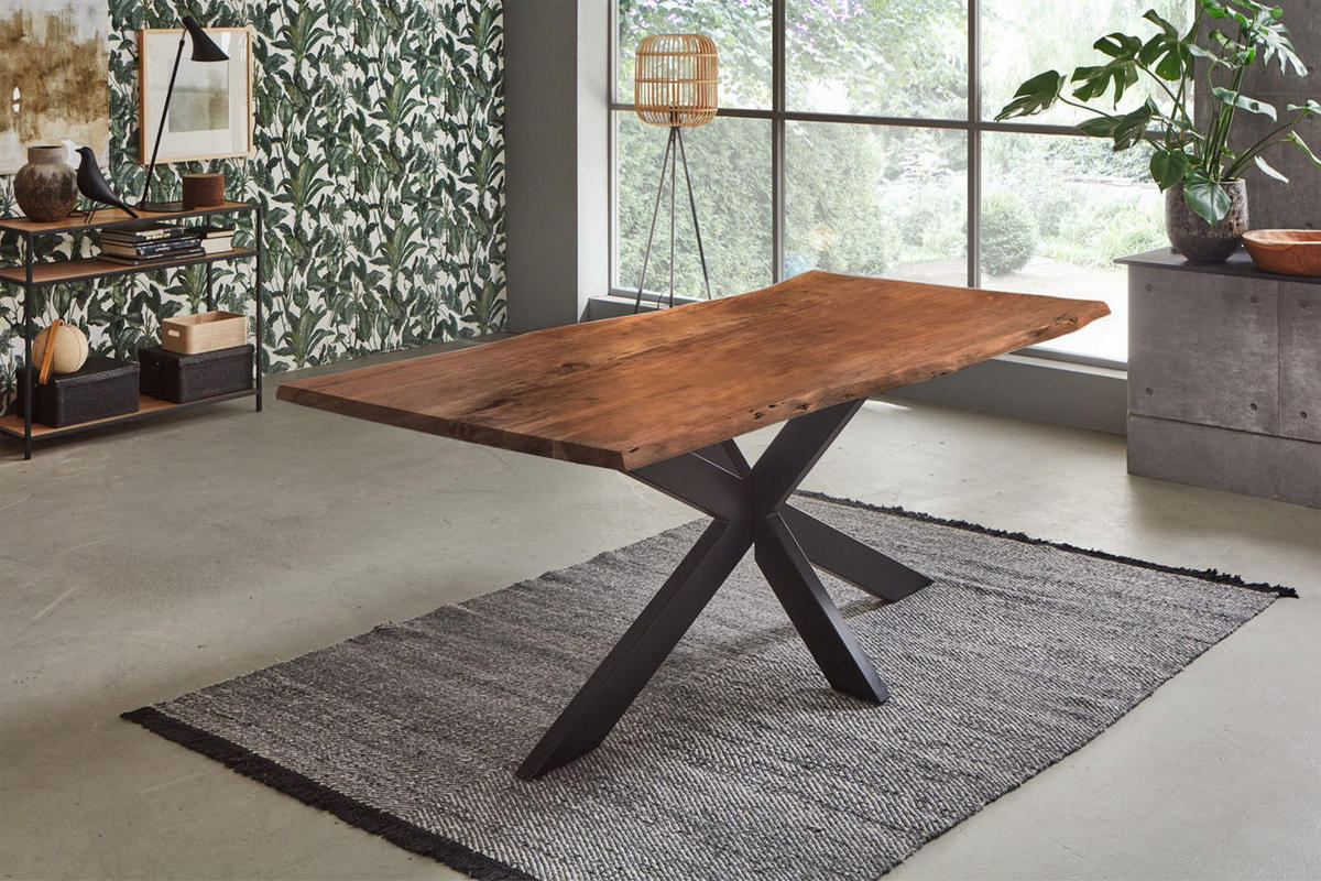 ESSTISCH TABEA - Schwarz/Braun, Holz/Metall (100/240/77cm) - SAM