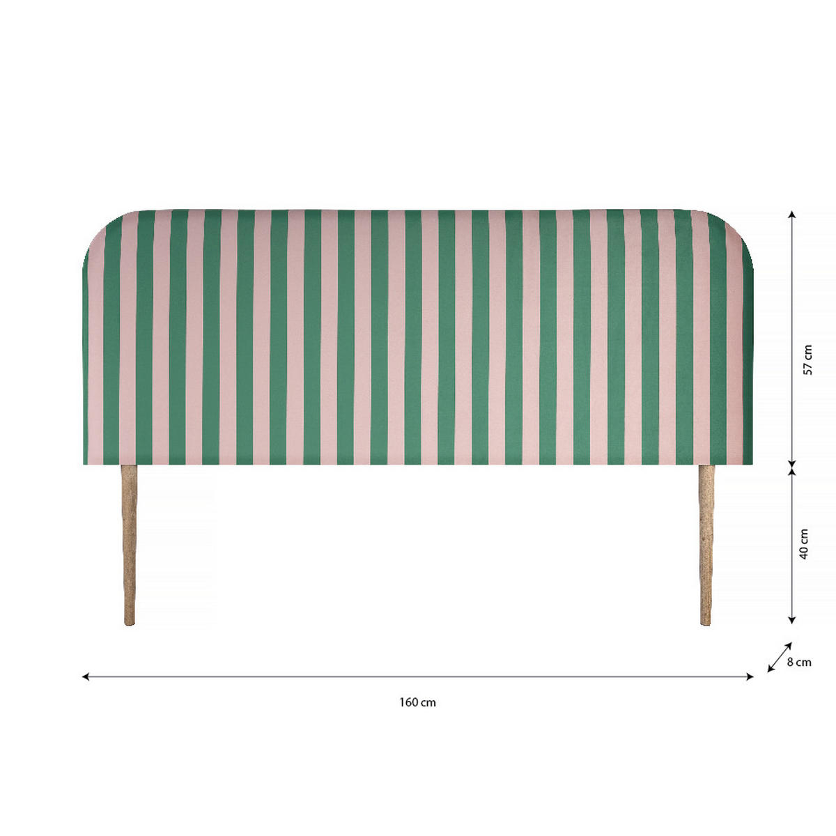 KOPFTEIL aus Samt, grün/rosa 160x97cm EDDIE - Grün, Textil (160/97/8cm) - RNT By Really Nice Things