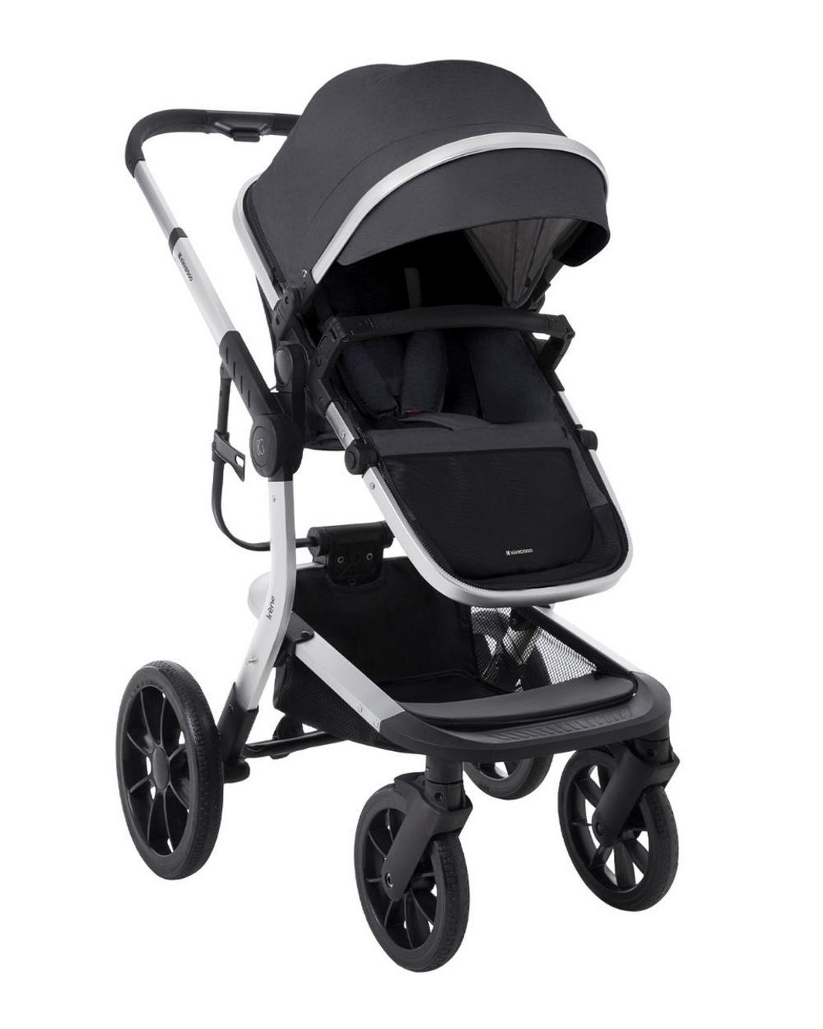 KOMBIKINDERWAGEN Irene 3 in 1 dunkelgrau Babywanne Autositz Adapter Wickeltasche - Grau, Metall (63/63/107cm) - Kikka boo