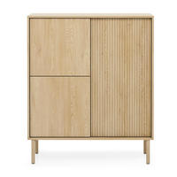 HIGHBOARD Trentinis 3T Beige 103,5/123,4/39,5 cm – Geriffelte Fronten - Eichefarben, Holzwerkstoff/Metall (103.5/121.8/39.5cm) - AX Living