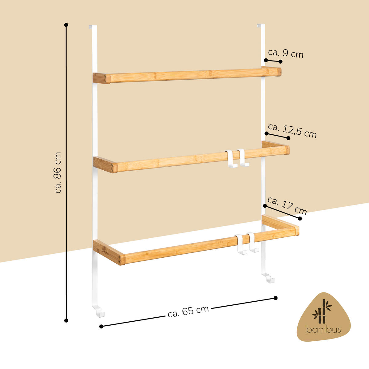 TÜR-HÄNGEREGAL, weiß - Weiß, Holz (65/86/17cm) - eluno