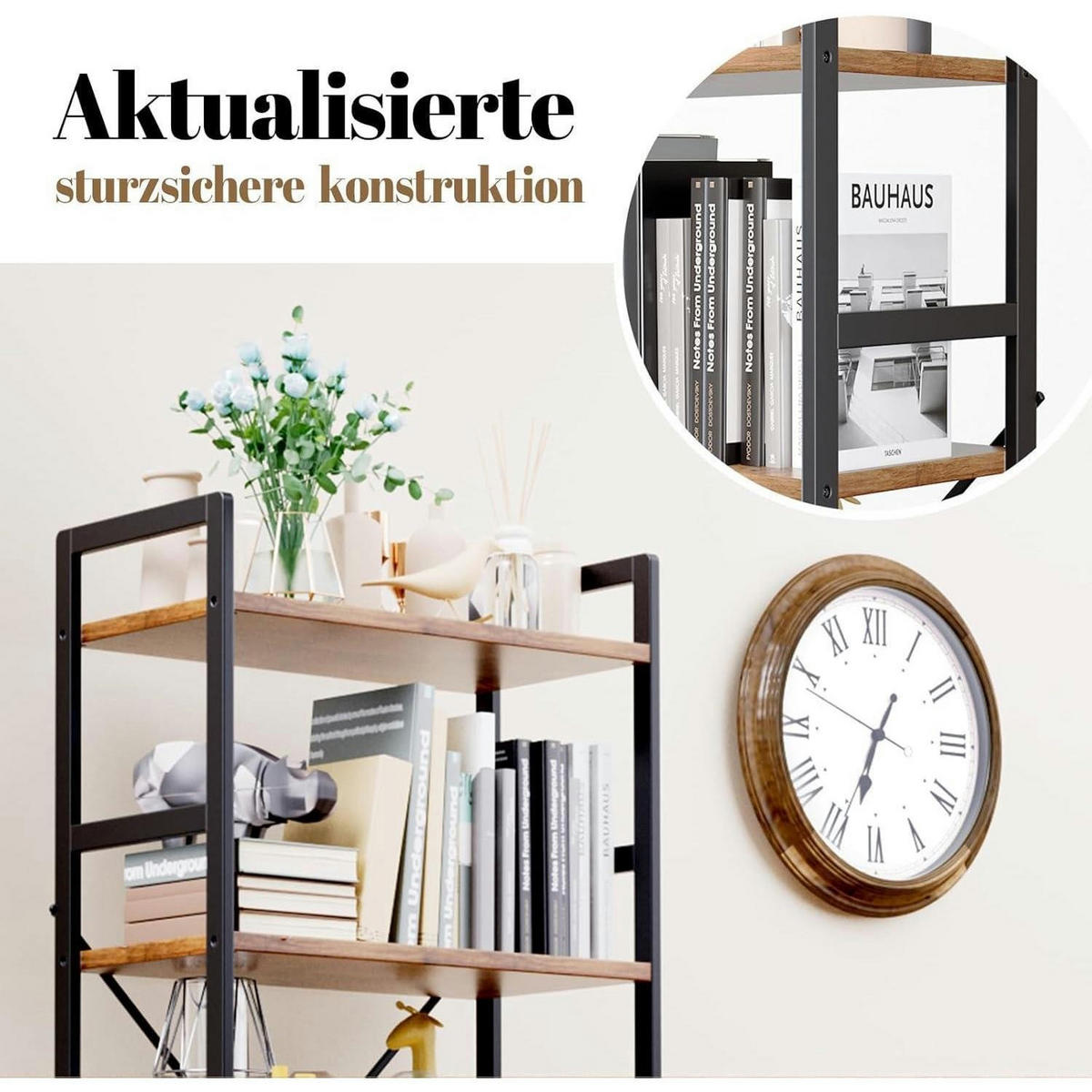 BÜCHERREGAL Standregal Holz Vintagebraun-schwarz 30 x 60 x 158 cm - Multicolor, Holzwerkstoff (30/158/60cm)