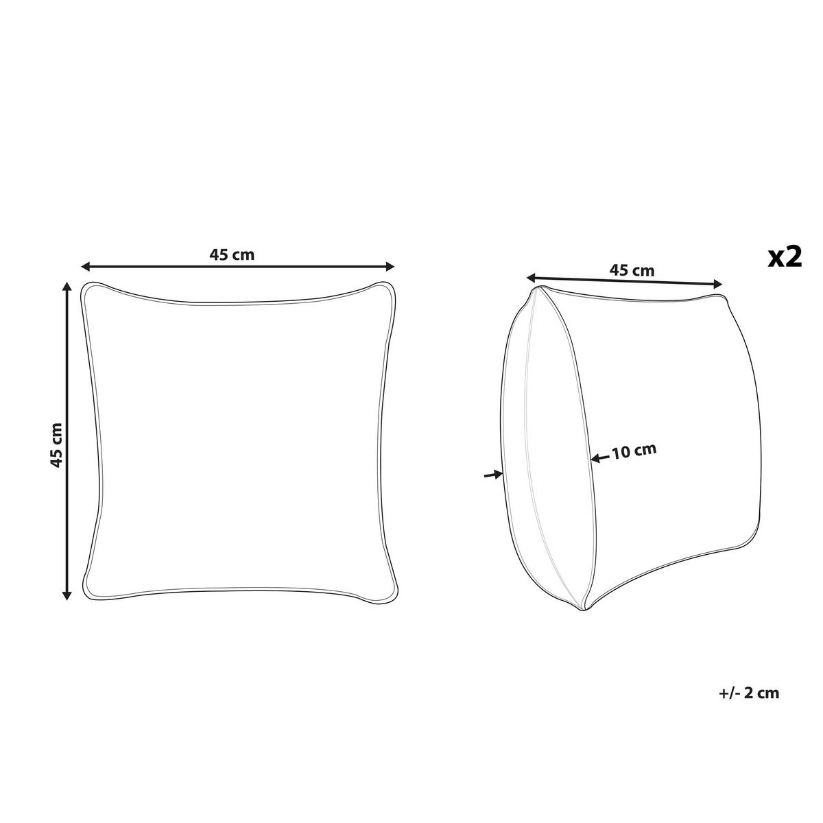 DEKOKISSEN 2er-Set Cremeweiß 45/45 cm Sophora - Ecru/Grau, Textil (45/45cm) - Beliani