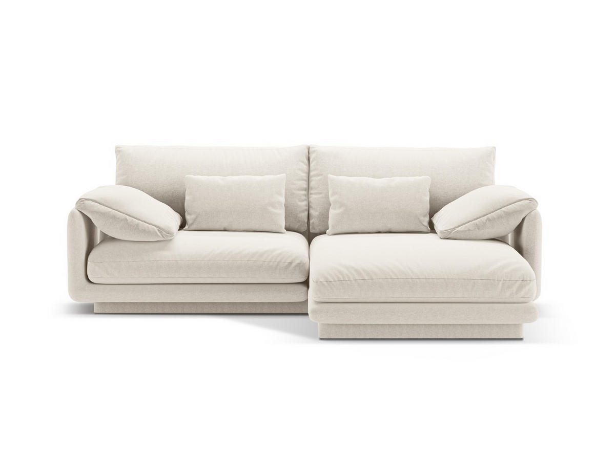 ECKSOFA rechts Torino aus strukturiertem Stoff elfenbein 3 Sitzplätze - Ecru, Textil (170/220cm) - Micadoni
