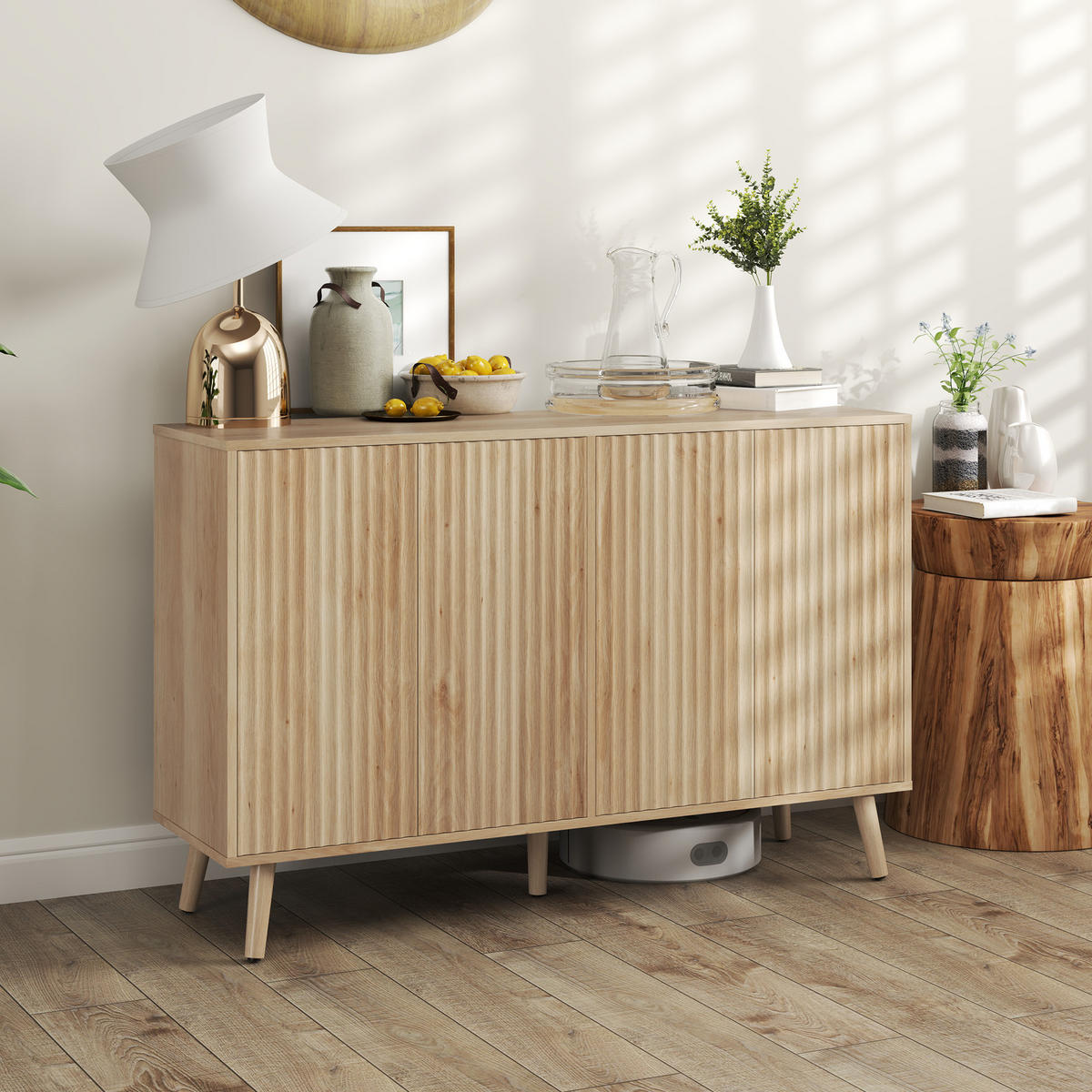 SIDEBOARD Eiche, 4 Türen, 120/35/77,5 cm - Eichefarben, Holz (120/77.5/35cm) - PANGIVO
