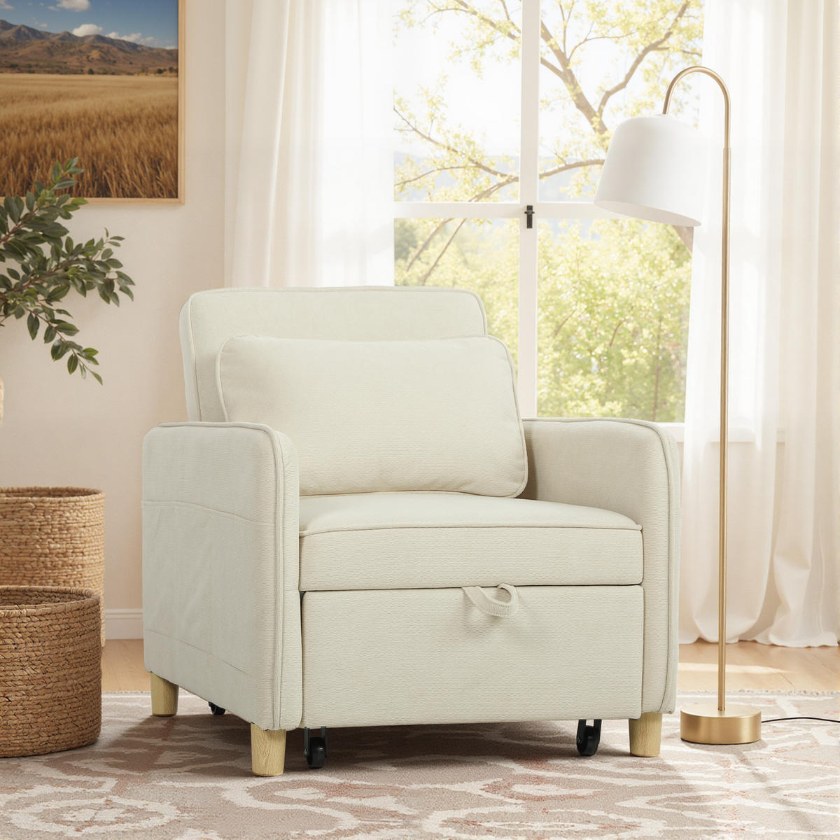 SCHLAFSESSEL Polyester Beige - Beige, Kunststoff/Textil (74/82/85.5cm) - HOMCOM