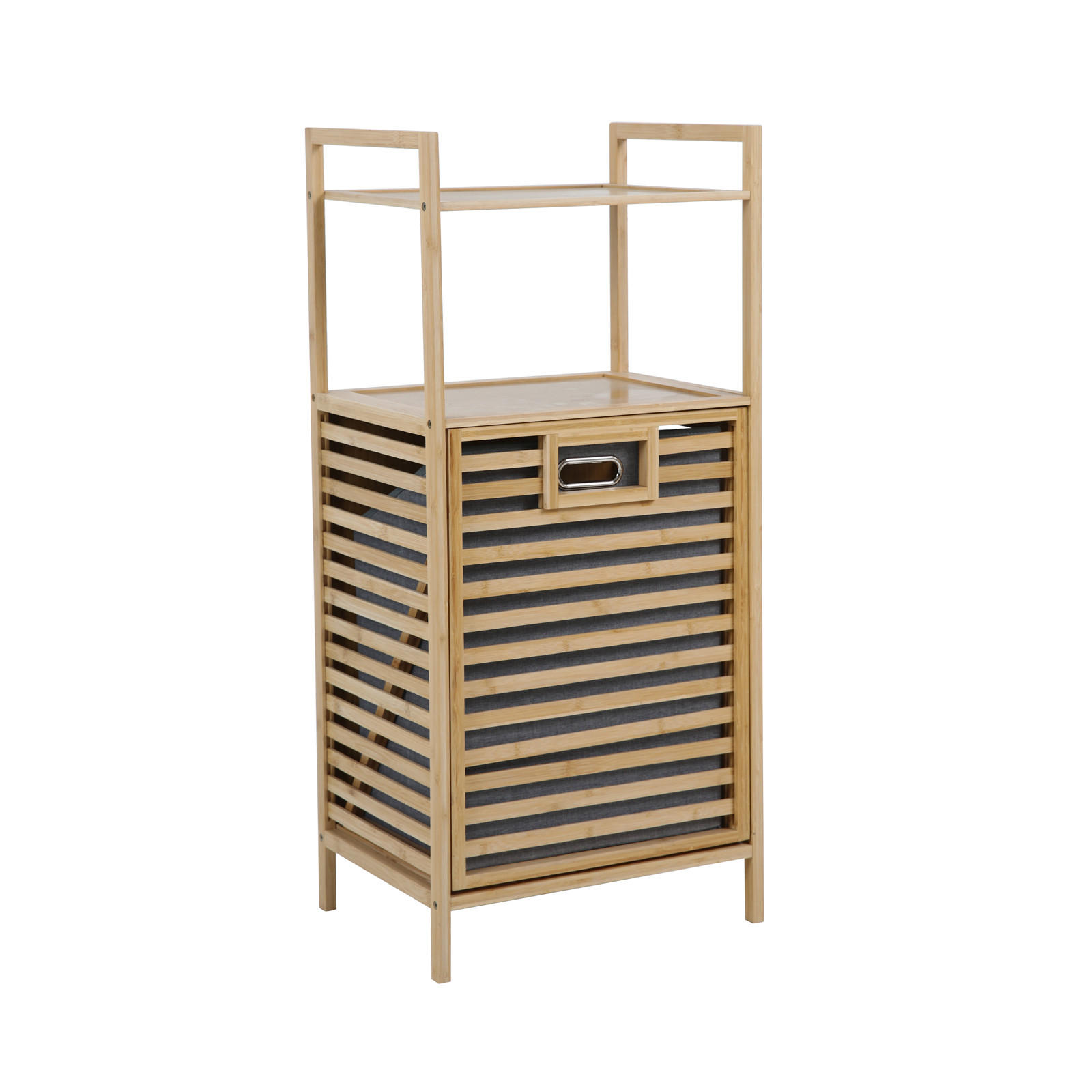 BADREGAL Puvi mit Wäschekorb - Hellbraun, Holz (44/96/33cm) - SVITA